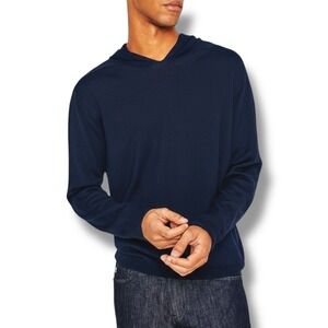 AG Adriano Goldschmied Beck Hoodie Sweater Mens Medium M Navy Blue Merino Wool